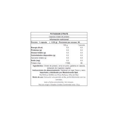 Imagen 2 del producto POTASIO CITRATO 275 MG 90 CAPSULAS - NATURE'S TRUTH