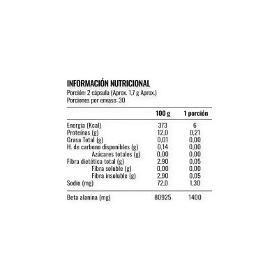 Imagen 2 del producto BETA ALANINA 1400MG 60 CAPSULAS - STRONGEST