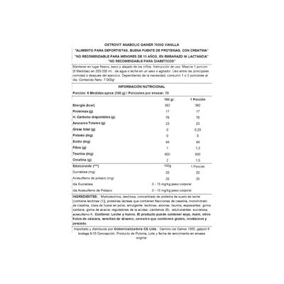 Imagen 2 del producto ANABOLIC GAINER VAINILLA 7000G - OSTROVIT