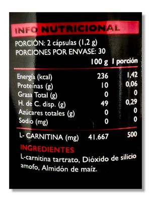 Imagen 2 del producto Carnitina 500 - My Nutrition - 60 Capsulas