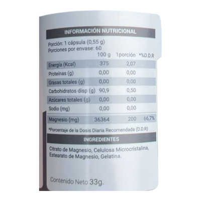 Imagen 2 del producto CITRATO DE MAGNESIO 200MG 60 CÁPSULAS – SPRINGLIFE