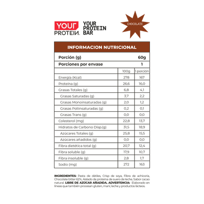 Imagen 2 del producto PACK 16 BARRAS YOUR PROTEIN BAR VEGAN CHOCOLATE - YOUR PROTEIN