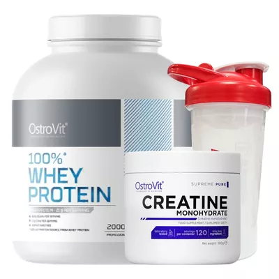 100% Whey Protein 2000gr White Chocolate + Creatina monohidratada 300gr + shaker 750ml