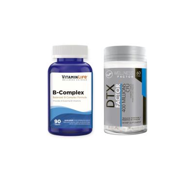 B COMPLEX 90 TABLETAS VITAMINLIFE + DTX FACTOR 60 CPS WELLNESS FACTOR