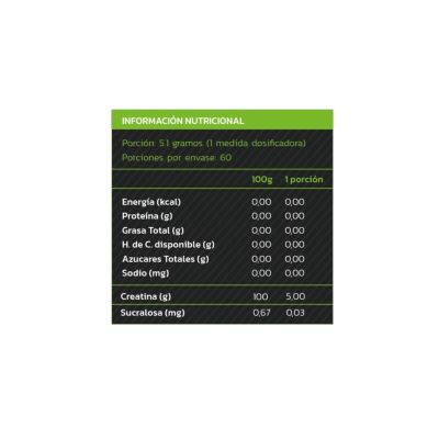 Imagen 2 del producto CREATINA MONOHIDRATADA Y MICRONIZADA 308GR MANZANA VERDE - ZEIN