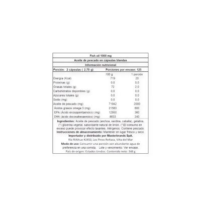 Imagen 2 del producto OMEGA 3 FISH OIL 2000MG 250 CAPS - NATURE'S TRUTH