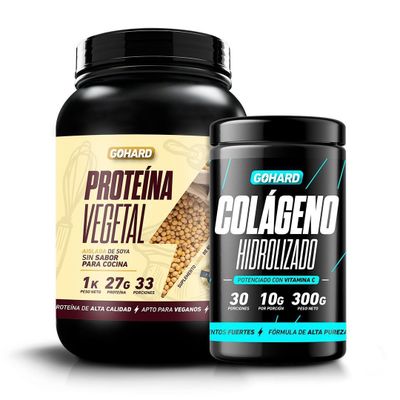 PACK PROTEINA VEGETAL SIN SABOR + COLAGENO HIDROLIZADO SIN SABOR - GOHARD