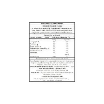 Imagen 2 del producto TRIPLE MAGNESIUM COMPLEX 400MG 100 CAPSULAS - NATURE'S TRUTH