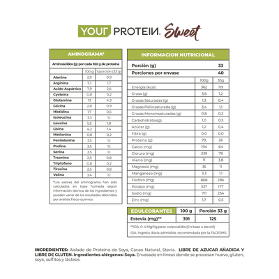 Imagen 2 del producto PROTEINA SWEET VEGAN CACAO 2.9LB (1.32KG)- YOUR PROTEIN
