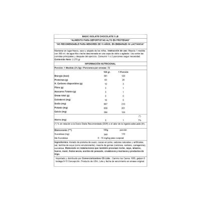 Imagen 2 del producto PROTEINA WHEY ISOLATE 5LBS  CHOCOLATE  - BASIC