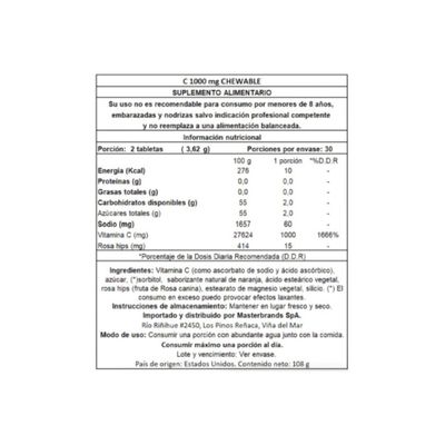 Imagen 2 del producto VITAMINA C 60 TABLETAS MASTICABLES + FRUTOS DE ROSA SILVESTRE 1000MG - NATURE'S TRUTH