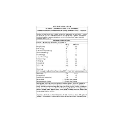 Imagen 2 del producto PROTEINA WHEY 5LBS 64 SERVICIOS CHOCOLATE - BASIC
