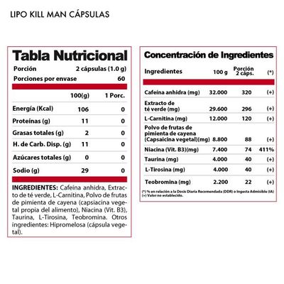 Imagen 2 del producto Termogénico Lipo Kill Man120 cápsulas Winkler Nutrition