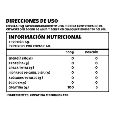 Imagen 2 del producto Creatina monohidratada 300gr - 60 servicios - Bodybunny