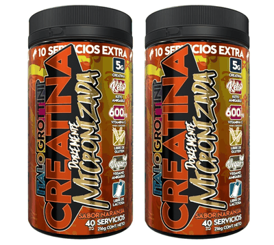 2 FRASCOS CREATINA MONOHIDRATO - 40 SERV C/U - Italo grottini - NARANJA