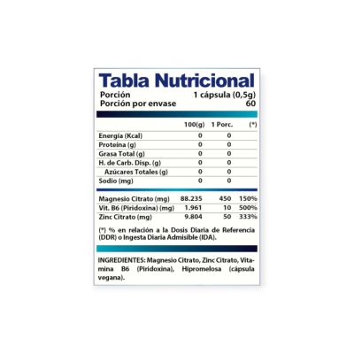 Imagen 2 del producto ZMA + B6 60 CAPSULAS - WINKLER NUTRITION 
