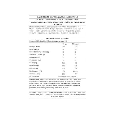 Imagen 2 del producto PROTEINA WHEY ISOLATE 5LBS SALTED CARAMEL COLD BREW - BASIC