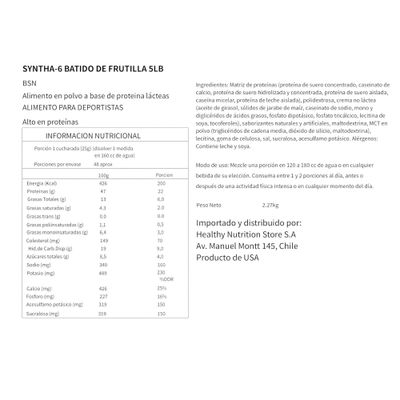 Imagen 2 del producto PROTEINA WHEY SYNTHA-6 48 SERVICIOS STRAWBERRY MILKSHAKE - BSN