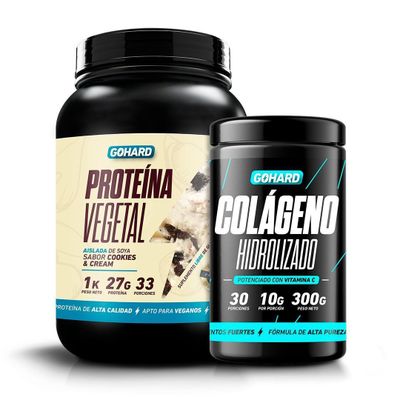 PACK PROTEINA VEGETAL COOKIES AND CREAM + COLAGENO HIDROLIZADO SIN SABOR - GOHARD