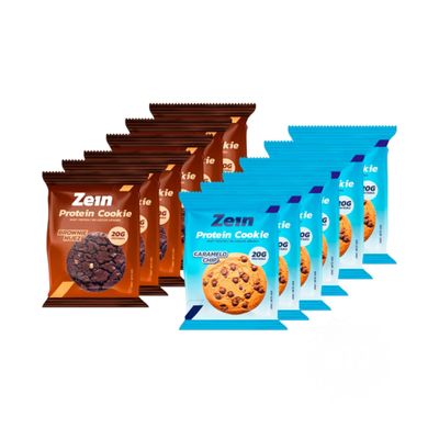 PACK X12 GALLETON PROTEIN COOKIE 20GR MIX 2 SABORES ZEIN