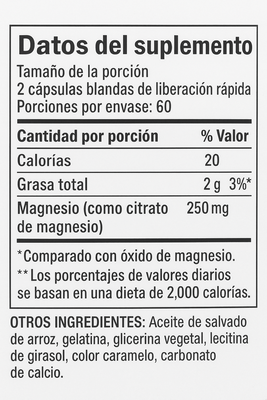 Imagen 2 del producto MAGNESIO CITRATO 250MG 60 SOFTGELS - NATURE'S TRUTH
