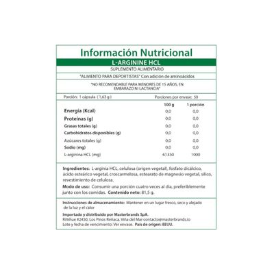 Imagen 2 del producto L-ARGININA HCL 50 COMPRIMIDOS 1000MG - NATURE'S TRUTH