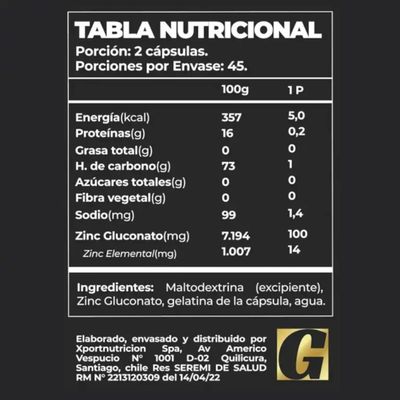Imagen 2 del producto Zinc Pro Series – 100 capsulas - Greatlhete