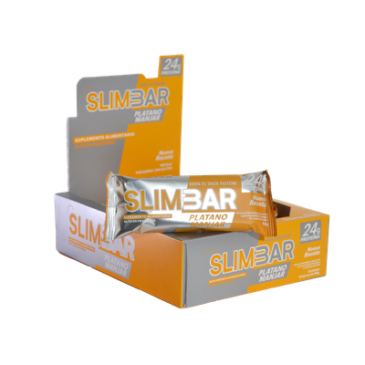 Box 12 Barras de proteína  22gr de proteína  Slimbar Manjar Plátano