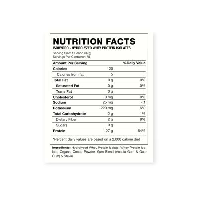 Imagen 2 del producto PROTEINA ISO HYDRO 5LIBRAS 75 SV CHOCOLATE - HEXACORE