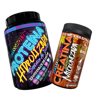 PROTEINA HIDROLIZADA DULCE DE LECHE 2,3 LB + CREATINA 40 SV NARANJA