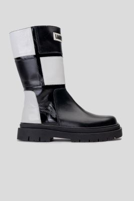 Bota Cuero Reah Blanco Negro Landazuri