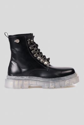 Botín Cuero Priss Negra Cristal Landazuri