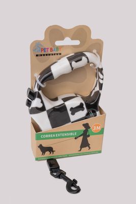 Imagen 2 del producto Correa Retráctil con Diseño Negro Blanco Chinitown