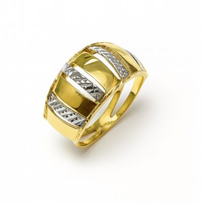 Anillo Oro Amarillo 18kt Prisma Bicolor