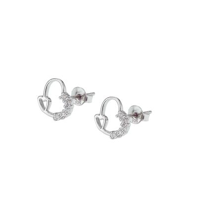 Aros de Plata Esterlina 925 Corazón y Circonita