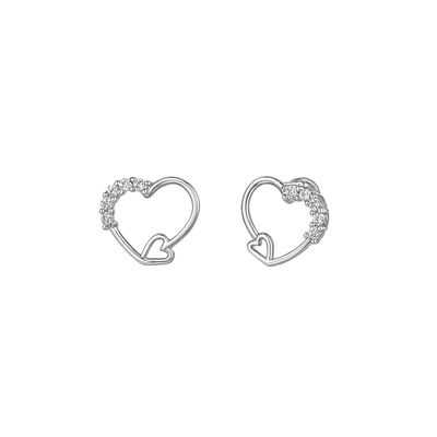 Imagen 2 del producto Aros de Plata Esterlina 925 Corazón y Circonita