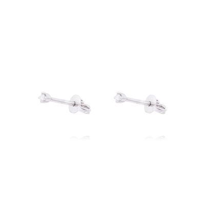 Aros de Oro Blanco 18kt Punto de Luz Grifa con Diamante 4Pts