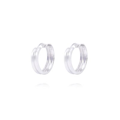 Aros Plata Esterlina 925 Argollas Doble Banda