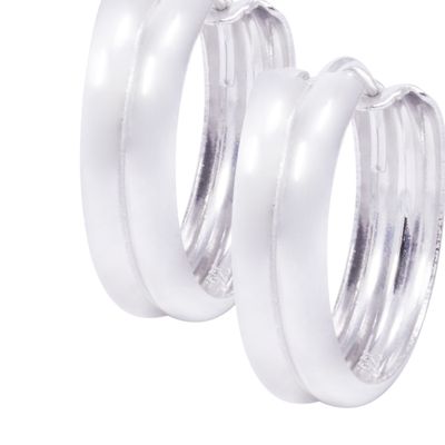 Imagen 2 del producto Aros Plata Esterlina 925 Argollas Doble Banda