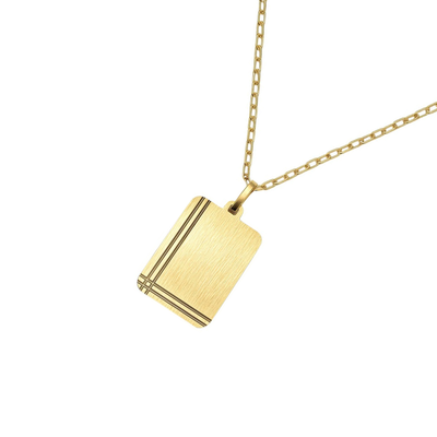 Imagen 2 del producto Colgante Oro Miel 18kt Placa Borde Linea Doble