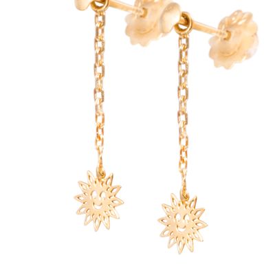 Imagen 2 del producto Aros Oro Amarillo 18kt Colgantes Sol Feliz