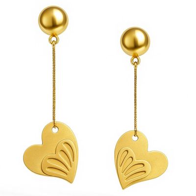 Imagen 1 del producto Aros Oro Amarillo 18kt Corazones Colgantes