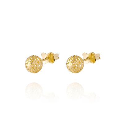Aros de Oro 18kt Bolita Calada 6mm