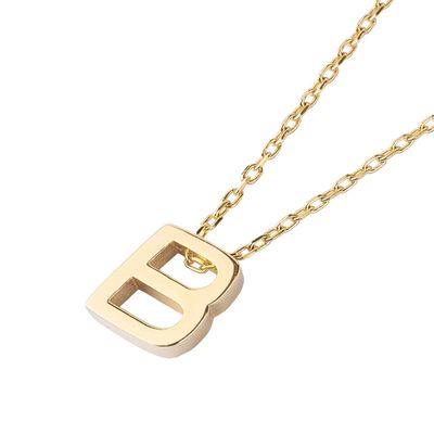 Collar de Plata Esterlina 925 Letra B Revestido en Oro 18kt