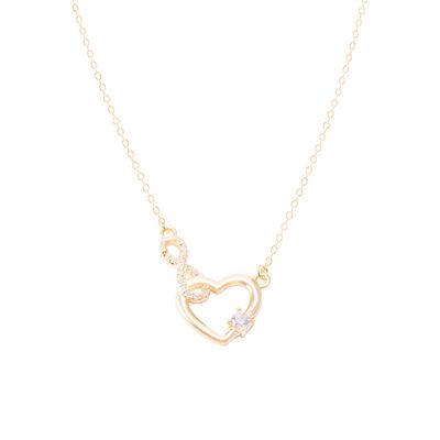 Imagen 2 del producto Collar Revestido en Oro 18kt Corazón e Infinito Circonita