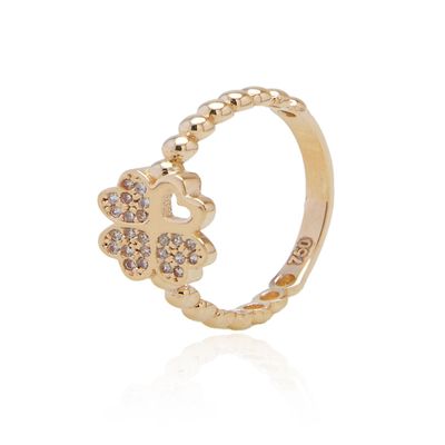 Imagen 1 del producto Anillo de Oro 18kt Trébol Circón