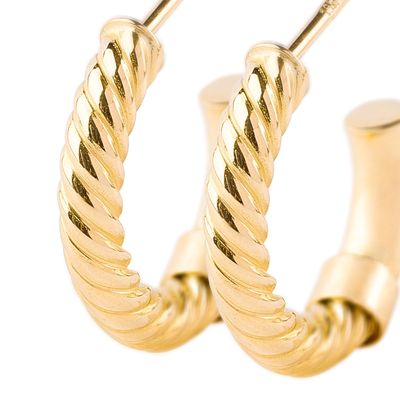 Imagen 2 del producto Aros de Oro 18kt Media Argolla Biselada Lisa