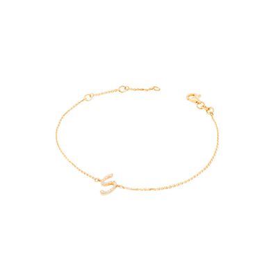 Pulsera de Oro Amarillo 18kt Letras S con Diamantes 7Pts