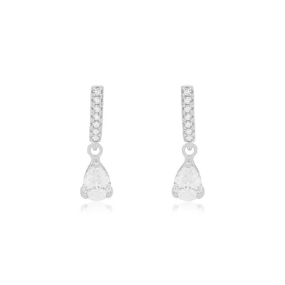 Aros de Plata Esterlina 925 Gota Circon