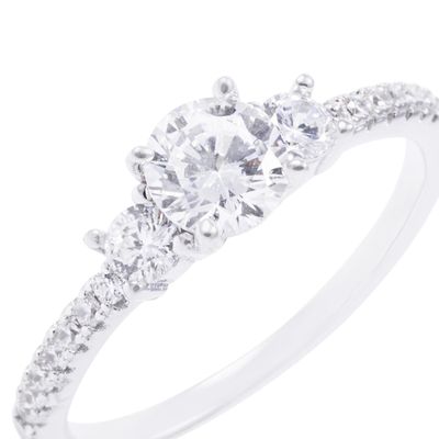 Imagen 2 del producto Anillo de Plata Esterlina Solitario con Circones Laterales